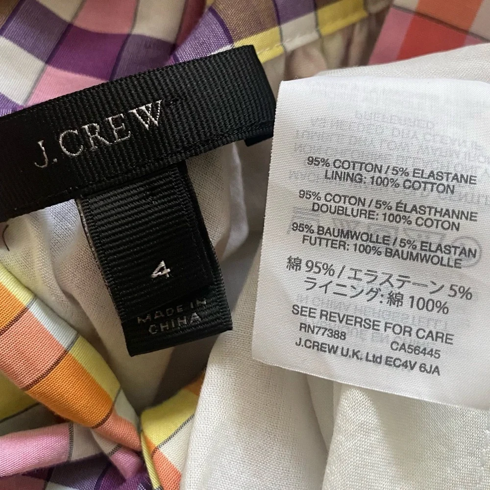 J. Crew Tie Neck Rainbow Gingham Dress - 4